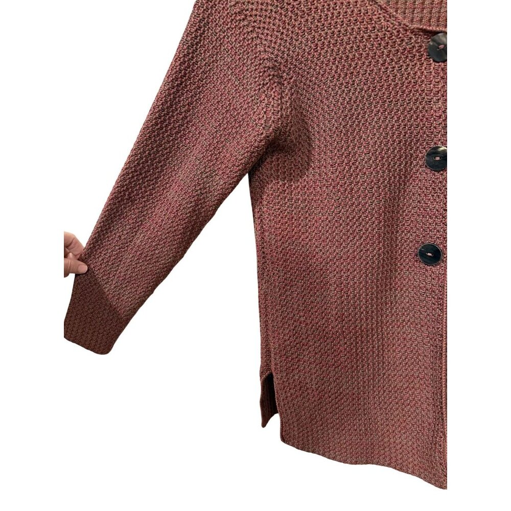 Peruvian Connection Asymmetrical Button Knit Cott… - image 3